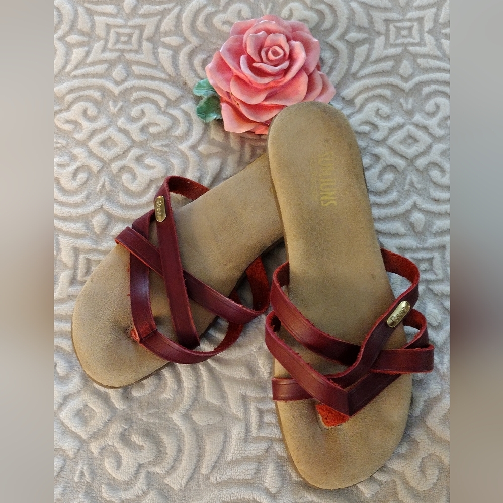 G.H. Bass & Co. Sunjuns "Sharon" Leather Sandals Cinnamon Women's Size 6